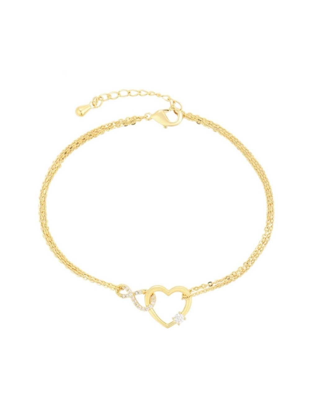 Heart Infinity Bracelet | 14K Gold Plated | Double Chain Waterproof Jewelry